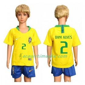 Divisa di Calcio Brasile Dani Alves 2 Bambino Prima Mondiali 2018